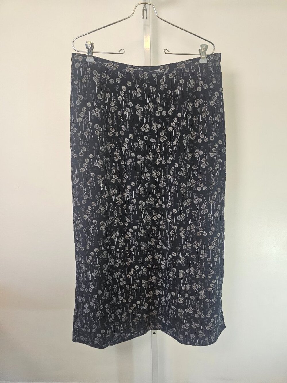 Maggie Barnes Skirt Black Gray Floral Maxi A-line Grunge Whimsigoth 1X